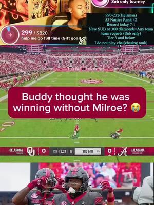 No way he thought Alabama was good without Milroe 😭 #TikTokLIVE #LIVEhighlights #LIVE #cfb #collegefootball25 #underdogncaaslideshow #tiktokhighlights #streaming #ncaa25 #cfb25 #assassinkc28 #football #underdogncaa #NCAAHighlights #ncaaflive 