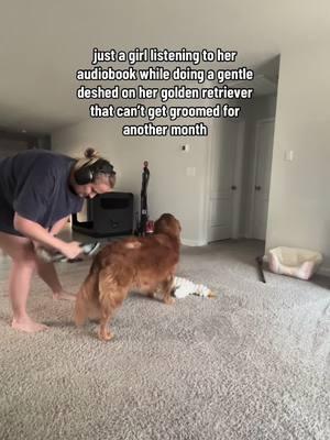 First read of 2025 is Crossroads by Devney Perry Molly is on her final weeks of limited activity after her heartworm treatments.  And she loved getting vacuumed today 🥺. #bjreads #dogmoms #audiobook #goldenretrievers 