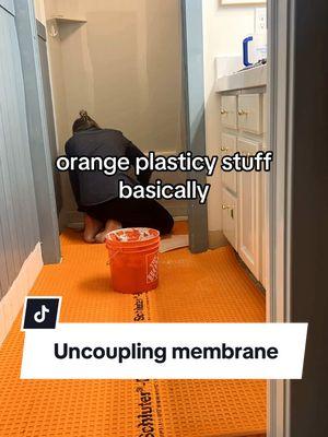 Did you know about uncoupling membranes? They’re kind of an extra step that no one will see (so not very fun) but also super important for the longevity of your tile!  Super important - make sure you use the correct type of mortar between the subfloor and membrane, then membrane and tile. The specifics should be on the exact type of uncoupling membrane you choose. #DIY #diytips #tile #tileinstallation #bathroom #bathroomproject #diybathroom #diyhome #hometakestime #homesweethome #diytips #tilework #bathroomremodel #bathroomremodel 