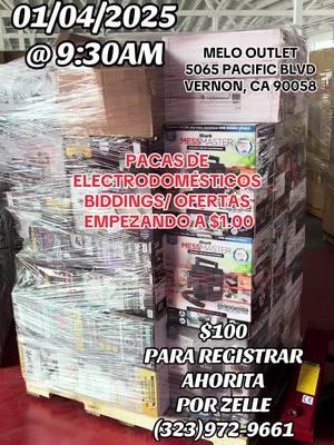 AUCTION ! SUBASTA !! PACAS DE ELECTRODOMÉSTICOS ESTÁN DISPONIBLES MANANA 01/04/2025 a las 9:30am tienes que mandar $100 para registrar hoy ahorita ! O mañana sábado 🤩🤩🤩 LAS OFERTAS EMPIEZAN DE $1.00 🤩🤩🤩  MELO OUTLET - 5065 PACIFIC BLVD VERNON, CA 90058 📍  #auction #bidding #subasta #auctions #auctionsale #sales #biddingwar #bids #auctionlife #auctionpallets #pallets #pacas #electrodomesticos #electronics #ninjablenders #sharkvacuums #palletsale #pacas #electrodomesticos #losangeles 