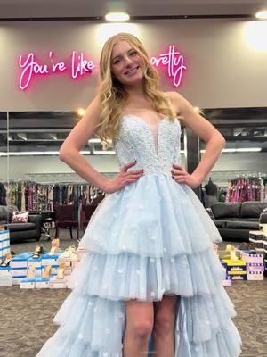 Your stunning shoes deserve just as much attention as your dress. This high-low look has you covered. #Prom #Prom2025 #Formalwear #HighSchool #iowa #promdress #highlow #fashion