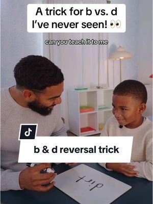 I love it when the kid becomes the teacher. I’ve never seen this  b vs. d trick, so I’m excited to share it with you all too. What else do you use to help your child with b and d reversals? #letterreversal #toddlerscanread #spelling #beginningreaders #phonics 