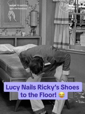 Lucy nails Ricky's shoes to the floor! 😂  #ilovelucy Now Streaming on #PlutoTV and Paramount+ #lucilleball #classictv #1950s #prank 