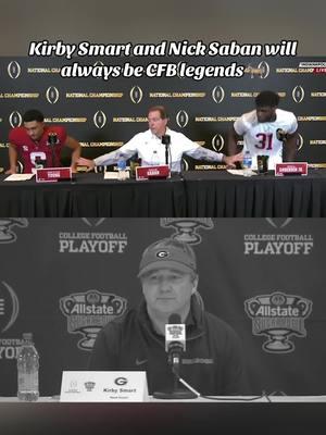 Even after tough losses in the 2022 and 2025 CFPs both coaches made sure to end their press conferences thanking the two players beside them ❤️  #cfbonfox #cfb #cfp #nicksaban #kirbysmart #georgia #alabama 