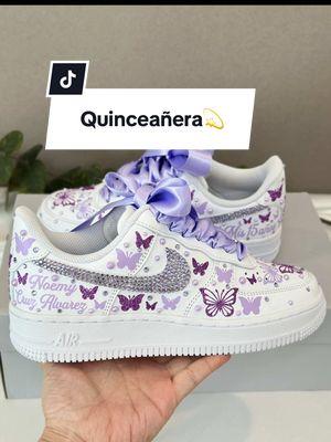 Hermoso diseño #misquinceaños #quinceañera #sweet16  #customshoes #nikeshoes #fypシ゚viral #mariposas 