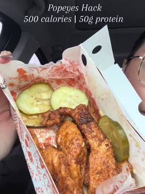 Eat in a calorie deficit with me! How to order: 5 blackened tender combo with a side of macaroni, no biscuit, Louisiana hot sauce & a side of pickles. @SmallerSam_PCOS #weightlossjouney #weightloss #washingtonstate #fyp #fy #fastfoodhack #caloriedeficit 