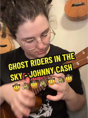 can I get a yeehaw or what #ukulele #fingerstyleukulele #ukulelecover #ghostridersinthesky #johnnycash #cowboy 