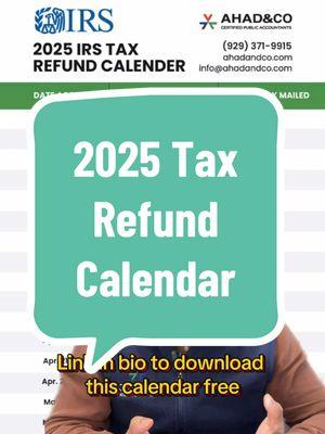 2025 Tax Season Refund Calendar #tax #taxes #taxprep  #taxprofessional #refundcalendar #irs #taxpreparer #taxproblems #taxtips #taxcheatsheet #taxes #taxrefund #refund #taxseason2025  