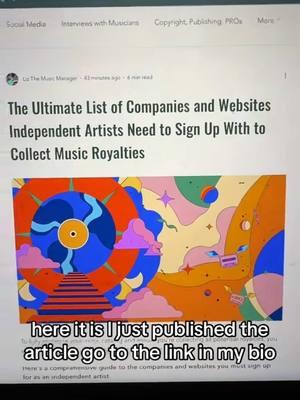 REPOST! For some reason my website deleted the original article from November, its back up now!  . #musicindustry #musicbusiness #fyp #songwriters #independentartist #indiemusic #musicbiz #musiciansoftiktok #singersongwriter #musicroyalties #fypシ゚viral #musicpublishing 