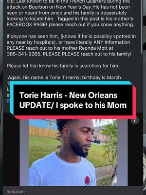 Replying to @SKello please continue to look for Torie Harris. Last known to be in the French Quarter New Years Eve. Please feel free to also reach out to me in insta. #missing #nola #bolo #bourbonstreet #louisiana #canalblvd 