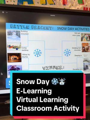 Snow day + e-learning activity alert ❄️☃️ If your region is about to encounter wild winter weather, this is for you! Drop the word BRACKETS to learn more! #classroommanagement #behaviormanagement #snowday #elearning #virtuallearning #snowdayactivities #teacherlife #teacherlove #teachersupplies #teacherideas #teachers #teachersoftiktok 