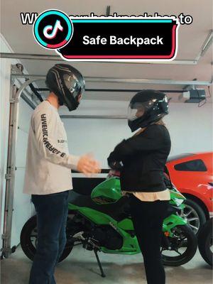 Backpack needs to stay safe no matter what! #biketok #bikelife #girlbiker #ninja400 #humor 