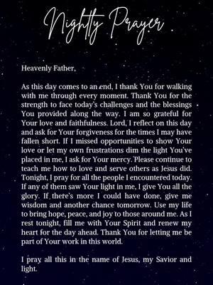 ✨️💜🦋Nightly Prayer🦋💜✨️ #nightlyprayer #inspirationalprayer #spiritualprayer #thankyoulord #thankyougod #thankyoujesus #gratitude #peace #healing #praise #godisgood #godisworthy #godisfaithful #mindfulness #mentalheath #mindset #motivation 