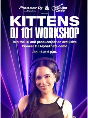 Join multifaceted DJ and producer @iamkittens for an in-person workshop and live demo of @pioneerdjusa by AlphaTheta gear at GC Hollywood on Thurs, Jan. 16 at 6 p.m. RSVP at the link in our bio!⁠ ⁠ #guitarcenter #dj #event #hollywood #pioneerdj #alphatheta