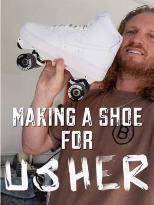 @Honda Center reached out asking for help creating a custom gift for #usher We kept it simple with some Nike AF1 rollerskates and text from his tour poster. ##pastpresentfuture