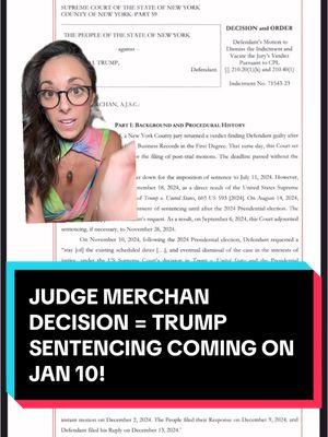 New York court denies Donald Trump’s motion to dismiss his conviction, affirming the rule of law. Sentencing set for January 10, 2025. #PublicDefender #greenscreenvideo #lawyer #law #lawyer #lawtok #trumpcase #trumpindictmentwatch #trumpsentencing #trump #nyc #judgemerchan 