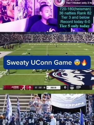 This UConn was so sweaty 🥹 be fighting for my life with these teams #TikTokLIVE #LIVEhighlights #LIVE #cfb #collegefootball25 #underdogncaaslideshow #tiktokhighlights #streaming #ncaa25 #cfb25 #assassinkc28 #football #underdogncaa #NCAAHighlights #ncaaflive 