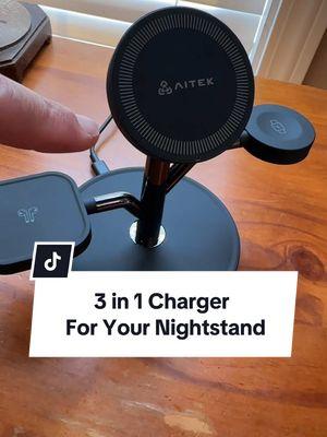 Charge all your devices in one place. #3in1 #phonecharger #watchcharger #nightstandlamp #bedsidelamp #chargingstation 