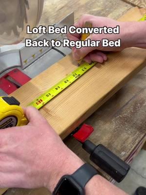 I originally built the loft bed with dimensional lumber from the woodyard. The kids wanted this style bed to have more space in their rooms. When they asked to have the loft bed lowered, I was able to use all the same material and build a nice, sturdy twin bed. #livingouramericandream #loftbed #twinbed #bedconversion #dimensionallumber #craftsman #ryobi 