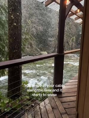 Dreamland 💭 📍cabin is “North Cascades Haven along the river” in Washington State! Find it under Airbnb @north_cascades_haven  #airbnbfinds #nature #cozy #cabininthewoods #river #snow #vibes 