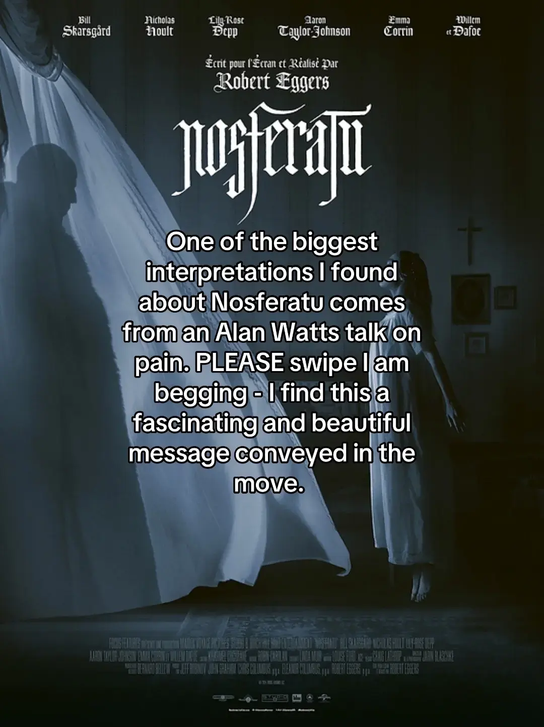 A glimpse into one of the main messages I perceived from #nosferatu #countorlok #billskarsgård #alanwatts #spirituality #lilyrosedepp #roberteggers #philosphy #gothic #literature #medialiteracy #vampire #folklore 