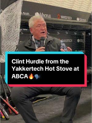 “OPS is out in front, learn how to work at 4 o’clock and 5 o’clock when you’re behind in counts but when you’re ahead in counts It’s out front, don’t be late”🔥 Listen to Clint Hurdle from the @yakkertech Hot Stove at @abca1945  #baseball #hitting #hittingtips #hittingcoach #hittingdrills #hittingmechanics #hittingbombs #baseballtraining #abca #baseballdad #baseballm #the108way #baseballtiktoks #foryoupage 