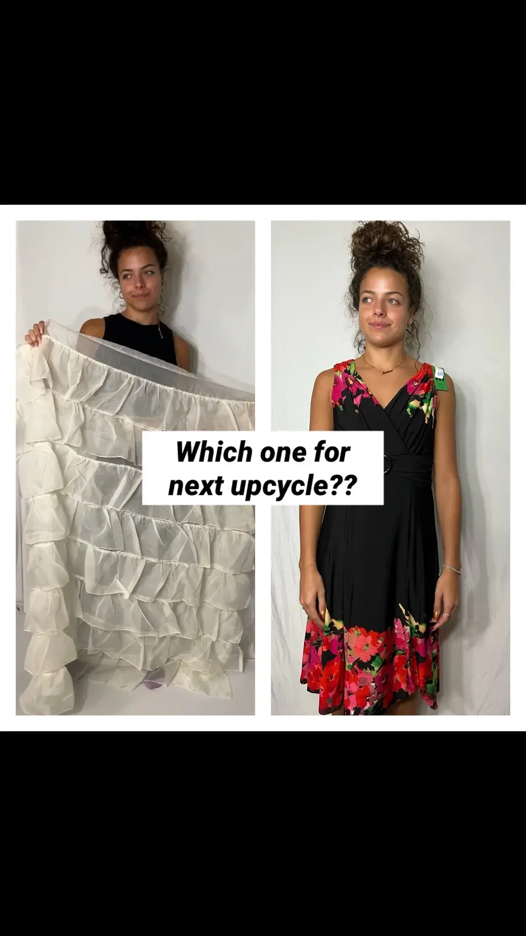 Ok it's that time again!! VOTE!! do you want to see the red and black dress get upcycled next? Or the cream curtains? I'll post it tonight! I promise you you won't be disappointed with either of them!  #upcycle #sewing #fashion #reworkedclothing