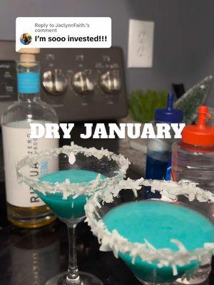 Replying to @JaclynnFaith. Dry January Mocktail series, Day 2.  I had my cousin and friend over and made some cute mocktails. First one was tequila and blue curaçao, that I bought from my trip to Curaçao 🇨🇼 and the second one was a passion fruit one, so so so GEWDDDDD. 🍸🍸  @Ritual #dryjanuary #creatorsearchinsights #sober #sobercurious #dryjanuary2025 #mocktail #mocktailrecipe #nonalcoholicdrink #tequilaalternative #mocktini #frostini #girlsnight 