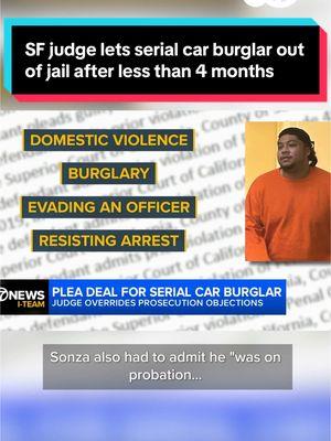 A San Francisco Superior Court judge went through with his plea offer Thursday for a serial car burglar, ordering him released from jail after less than four months. San Francisco DA Brooke Jenkins took this case very seriously. Instead of the General Felonies Unit, she assigned this to a major crimes prosecutor and pushed for a two-year state prison sentence. It didn’t work. #sf #sanfrancisco #crime #court #abc7news 