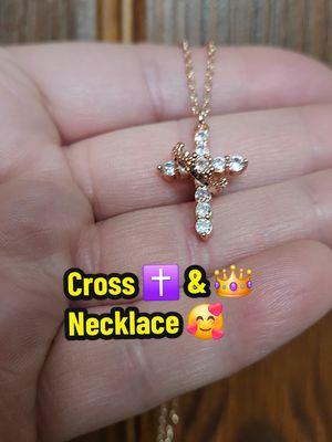 This cross ✝️ and crown 👑 necklace is absolutely beautiful! Don't miss this low price! Great to gift as well! #crossnecklace #crossandcrownnecklace #cross #necklace #newyearnewaura #fyf #jewelry @TEWIKYOFFICIAL 