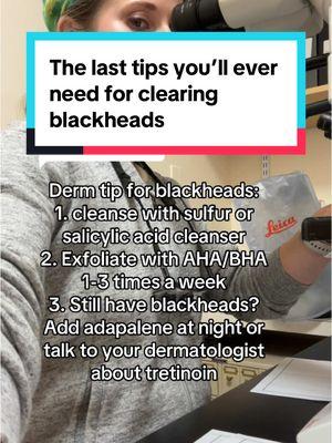 Replying to @R  Have blackheads? First step is cleanser that removes sebum and dead skin cells from pore. My favorite salicylic cleanser is the inkey list salicylic acid cleanser. At night exfoliate with an AHA/BHA toner like Paula’s Choice 2% BHA exfoliant 1-3 nights a week. If still needed, consider adding a retinoid like adapalene at night. #blackhead #acne #salicylicacid #skintok #dermatologist 