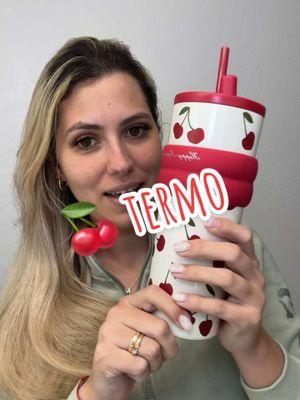 Lindo termo de cereza 🍒 #cup #termo #termodeagua #cherrycup 