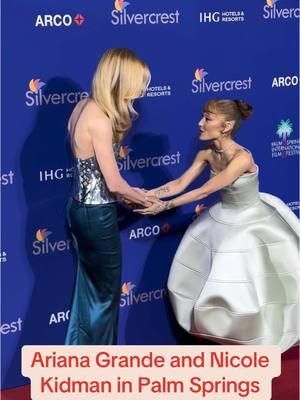 #arianagrande and #nicolekidman share a moment at the Palm Springs Film Awards 