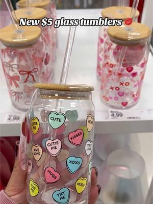 You’re going to love these new glass tumblers for Valentine’s Day! #icedcoffee #target #targettok #coffeetok #newattarget #targetshopping #targethaul #targetfinds #girlythings #bows #hearts #strawtopper 