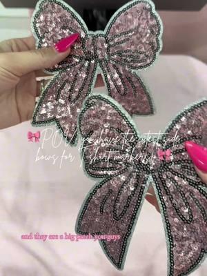 🎀THE VIRAL BOW TREND! 🎀 These are 5.5 inches in width. They are the perfect size. No need to add screen print transfers when you can add these cutest custom bows! MORE BOWS COMING SOON!!! . . . #fyp #patches #sidebowtrend #bowtrend #sidebows #emboridery #bows #dtftransfer #tshirtmaker #tshirthack #sweatshirt #trend #girly #coquette 