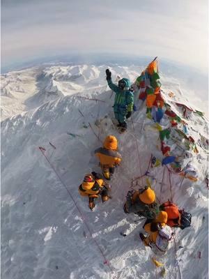 At the top of Mount Everest!  Reaching the summit of the tallest mountain in the world 8848.86m 🏔️ Himalayas Nepal #everest #mountain #himalaya #nepal #mountaineering #world #view #fyp 