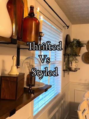 I’ve shown this amber medicine bottle before but I’ve styled it differently. I love it styled with the plate in a cloche. #thriftedvsstyled #thriftedvsstyleddecor #thrifted #thriftedcottagecore #cottagecoreaesthetic 