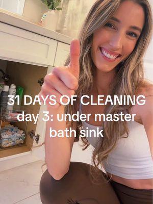 31 Days of Cleaning Challenge! Day 3: under the master bath sink 🚰 #31daysofcleaning #cleaningchallenge #CleanTok #resolution #bathroom #storage #bathroomorganization 