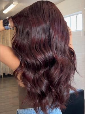 This red😍🍷🥀🍒 For my formula girlies this is high lift with Pravana color in 7M, 6Cr & glossed with Redken 6Rb, 7Cb & Joico 5RRV, 6CCR  #cherrybrunette #redhair #hairstylist #cherrybrown #hairtrends #hairtok #chocolatecherryhair #redhaircolor 