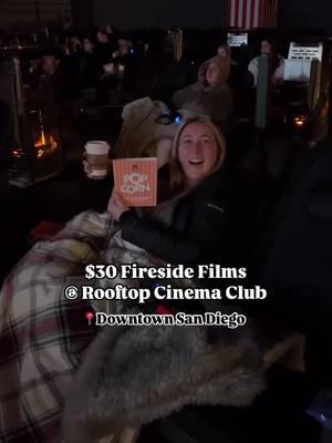 I am a huge fan of @rooftopcinemaclub during the summer but winter may have just made it to the top of my list! 🤩 The heated seating is only $6 more than the regular seats! bookings available online for now - January 31st, look for “Fireside Films 🔥” when choosing a movie to see! DM me “Fireside Films” for the direct link to book! ⛺️ #DowntownSanDiego #SanDiegoLife #SanDiegoBay #SanDiegoEvents #SanDiegoEats