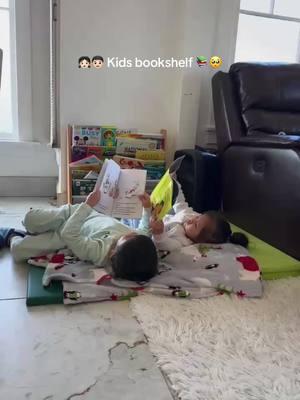 Easy way to organize their books with front covers visible. They love it and this buys me some quiet time. 😌 ☕️ #kidsoftiktok #kidsbookshelf #kidsfurniture #titktokshop #fyp #momlife #MomsofTikTok 