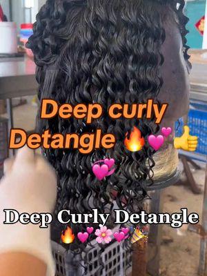 Deep curly detangle🔥💕🎉🌸💞 #lacefrontwig #hdlacewig #elvahair #byebyeknotswig #singleknotswigs #virginhairwig #lacewig #humanhairwig #gluelesswig 