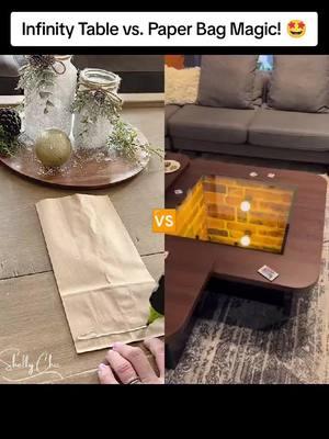 From jaw-dropping furniture art 🪑✨ to festive paper bag magic 🎄🛍️… Which DIY wins your heart? 🧐 Vote your fave below! 👇" Credit: (@STREET_ART888) (@ShellyChicBoutique) #DIYChallenge #FurnitureArt #ChristmasCrafts #InfinityTable #HolidayDecor #CreativeDIY #TrendingNow #FYP 