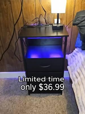 Night Stand with Charging Station, LED Nightstand with U-S-B Ports and Outlets, 3 Fabric Storage. #TikTokShop #foryou #TikTokMadeMeBuyIt #mesadenoche #nigthstand 