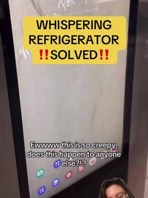 @feli hiii!!! Hope this eases your late nights when you hear the whispers 😭 i promise you guys the samsung bespoke fridge ISNT whispering on purpose #greenscreenvideo  #venomvoice #samsungbespoke #samsungbespokefridgewhispering #samsungfridge #accidentalradio #solved #mysterysolved #mysterysolvingtiktok #spooky #scary #unsolved 