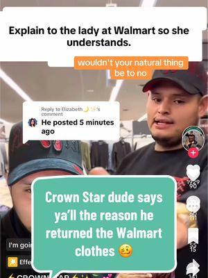 Replying to @Elizabeth🌙 ✨ He could’ve came up with a better lie at this point.. 😂🔗 #fakeinfluencer #crownstarofficialpague #walmartreturns #fakelife #gooddeeds #baddeeds #dorianhats #thisaintright #putonblast #calledout #walmart #responsevideo 