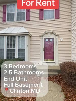 Looking for a place for rent 👀 This gorgeous unit unit, 3 bedrooms, 2.5 bathrooms with full basement is available in Clinton MD #forrent #rentalproperty #townhomeforrent #marylandtiktok #mdhomes #clintonmd #pgcounty #tanikatherealtor #homeforrent #marylandhomes 