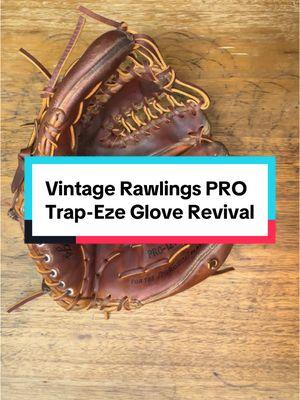 An awesome vintage @Rawlings ⚾️🥎 Heart of the Hide PRO-12COT Trape-Eze baseball glove revival. Just a classic, beautiful glove. #gloverelace #relace #gloverepair #gloverestoration #restoration #heartofthehide #baseballglove #infield #baseball #asmr #thecraftsman #thecraftsmansworks 