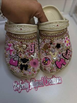 Custom Girly Things 💕✨ #blingcrocs #customcrocs #pink #blingshoes #crocsgang #bling #customshoes #personalizedgifts #crocswithnosocs #crocscollection #kidsshoes 