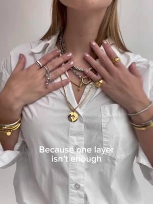 Just one layer won’t do it for us—layered necklaces all the way. #LayeredLook #NecklaceGoals #BoldJewelry #MixAndMatch #FYP #TrendingNow #LuxuryAccessories #TikTokMadeMeBuyIt #LayeredNecklace #MixedMetals